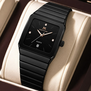ساعت مچی متّوری اورجینال بند استیل طرح سرامیک صفحه مربعی مشکی